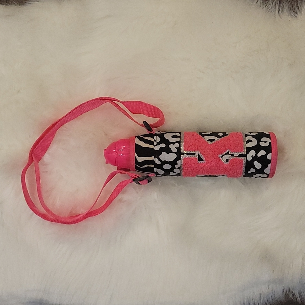 Justice Zebra Print "K" Water Bottle
